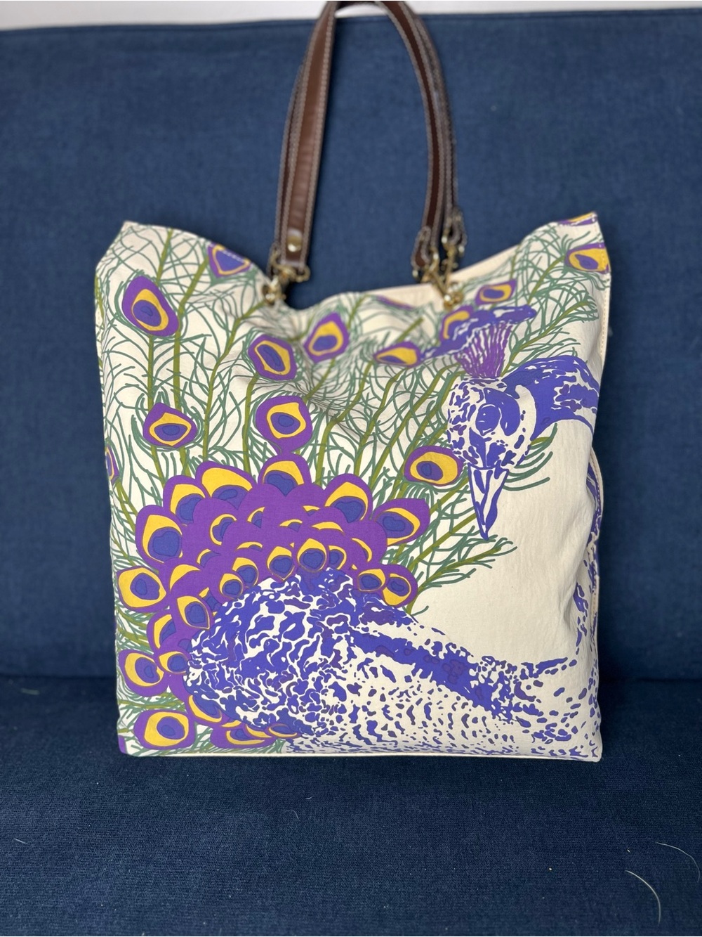 J. McLaughlin Peacock Print Tote Bag